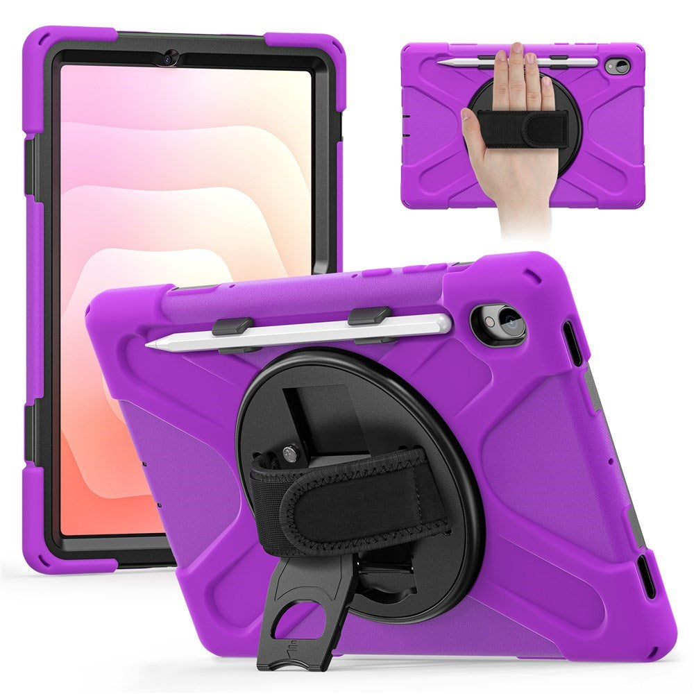 EIDERWOOD Samsung Galaxy Tab S11 Stødabsorberende Cover m. 360 Grader Roterbar Kickstand & Velcrostrop - Lilla
