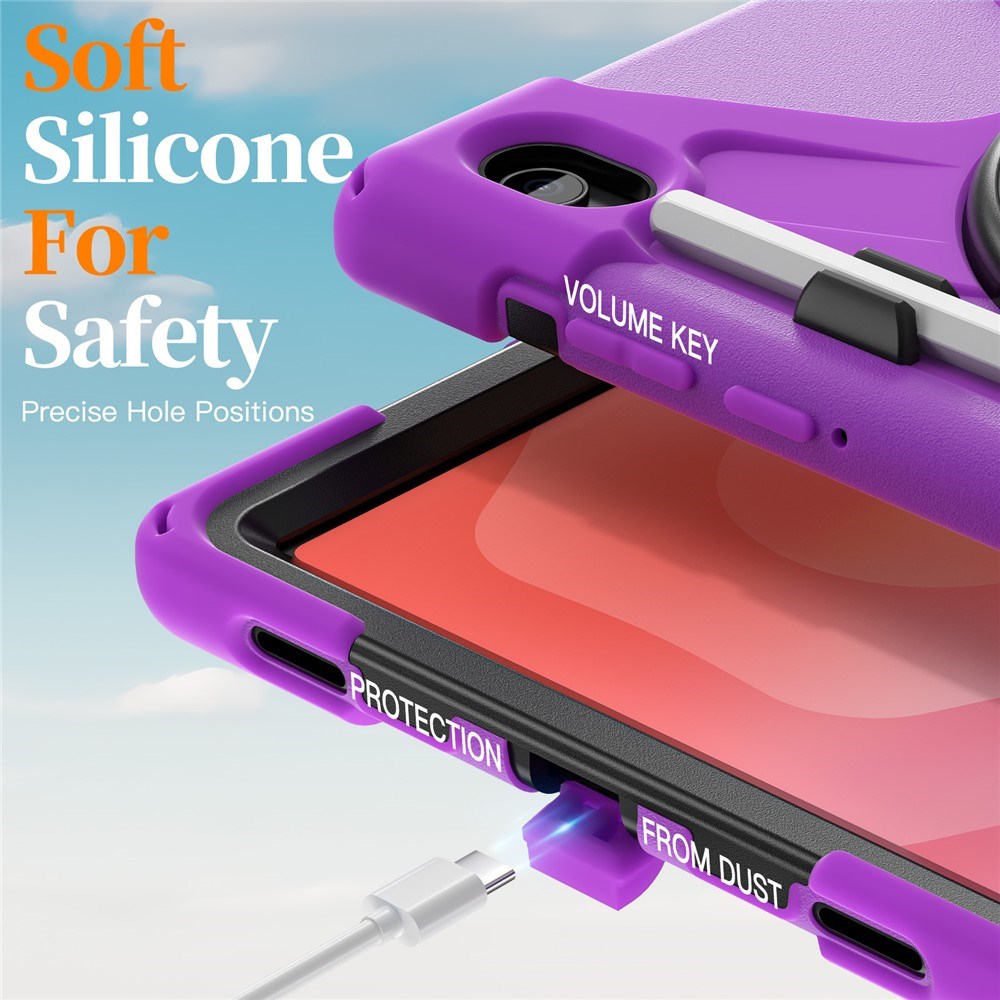 EIDERWOOD Samsung Galaxy Tab S11 Stødabsorberende Cover m. 360 Grader Roterbar Kickstand & Velcrostrop - Lilla