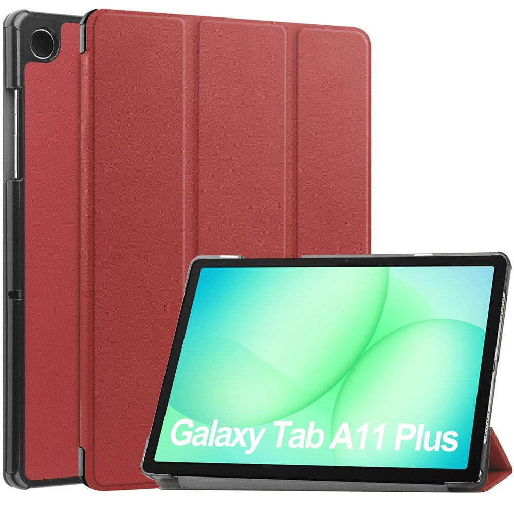Samsung Galaxy Tab A11+ (Plus) EIDERWOOD Kunstlæder Flip Cover m. Ståfunktion - Vinrød