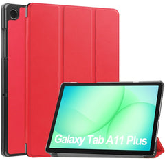 Samsung Galaxy Tab A11+ (Plus) EIDERWOOD Kunstlæder Flip Cover m. Ståfunktion - Rød