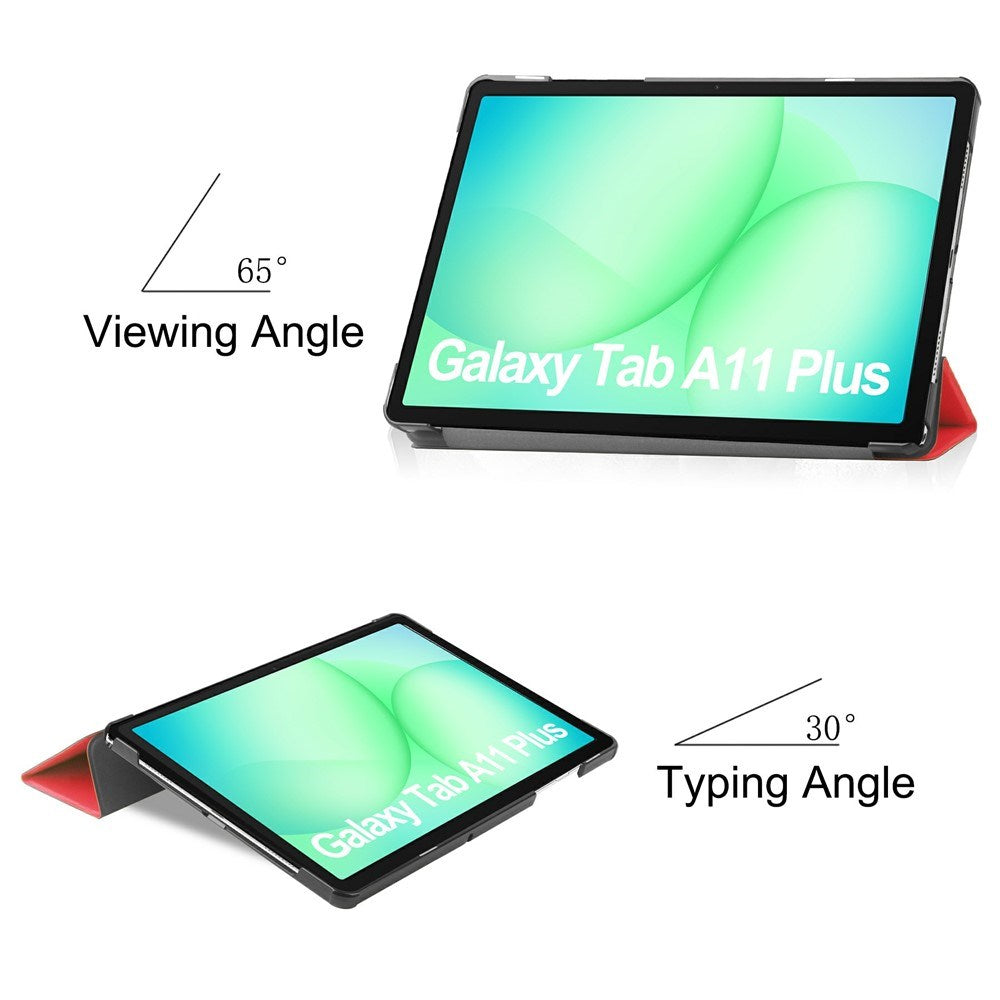 Samsung Galaxy Tab A11+ (Plus) EIDERWOOD Kunstlæder Flip Cover m. Ståfunktion - Rød