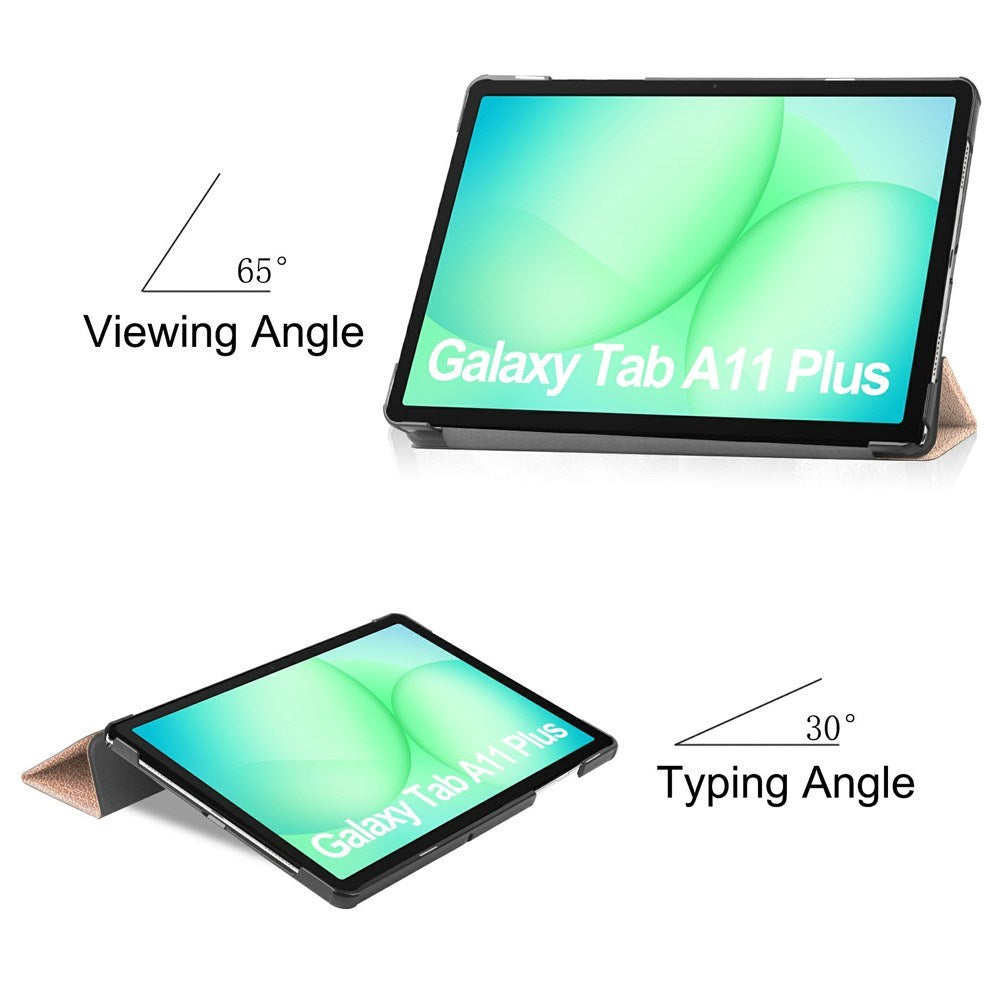 Samsung Galaxy Tab A11+ (Plus) EIDERWOOD Kunstlæder Flip Cover m. Ståfunktion - Rose Gold