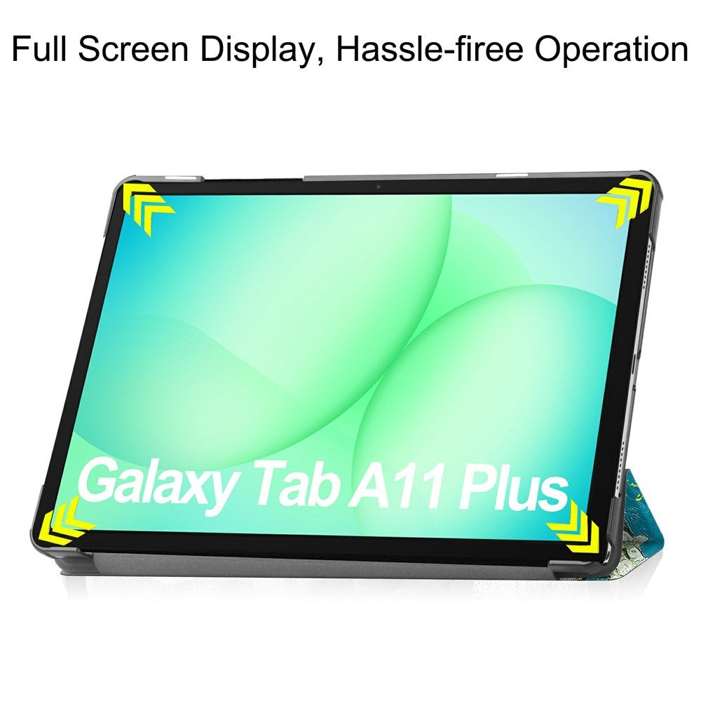 Samsung Galaxy Tab A11+ (Plus) EIDERWOOD Kunstlæder Flip Cover m. Motiv - Blomster