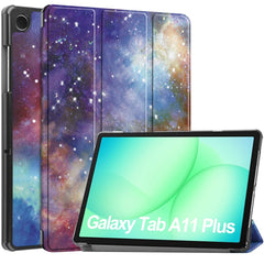 Samsung Galaxy Tab A11+ (Plus) EIDERWOOD Kunstlæder Flip Cover m. Motiv - Galakse