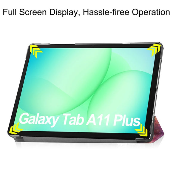 Samsung Galaxy Tab A11+ (Plus) EIDERWOOD Kunstlæder Flip Cover m. Motiv - Galakse