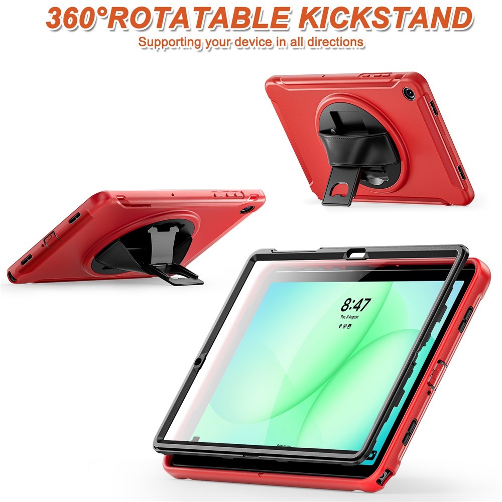 Samsung Galaxy Tab A11+ (Plus) EIDERWOOD Stødabsorberende Cover m. 360 Grader Roterbar Kickstand - Rød
