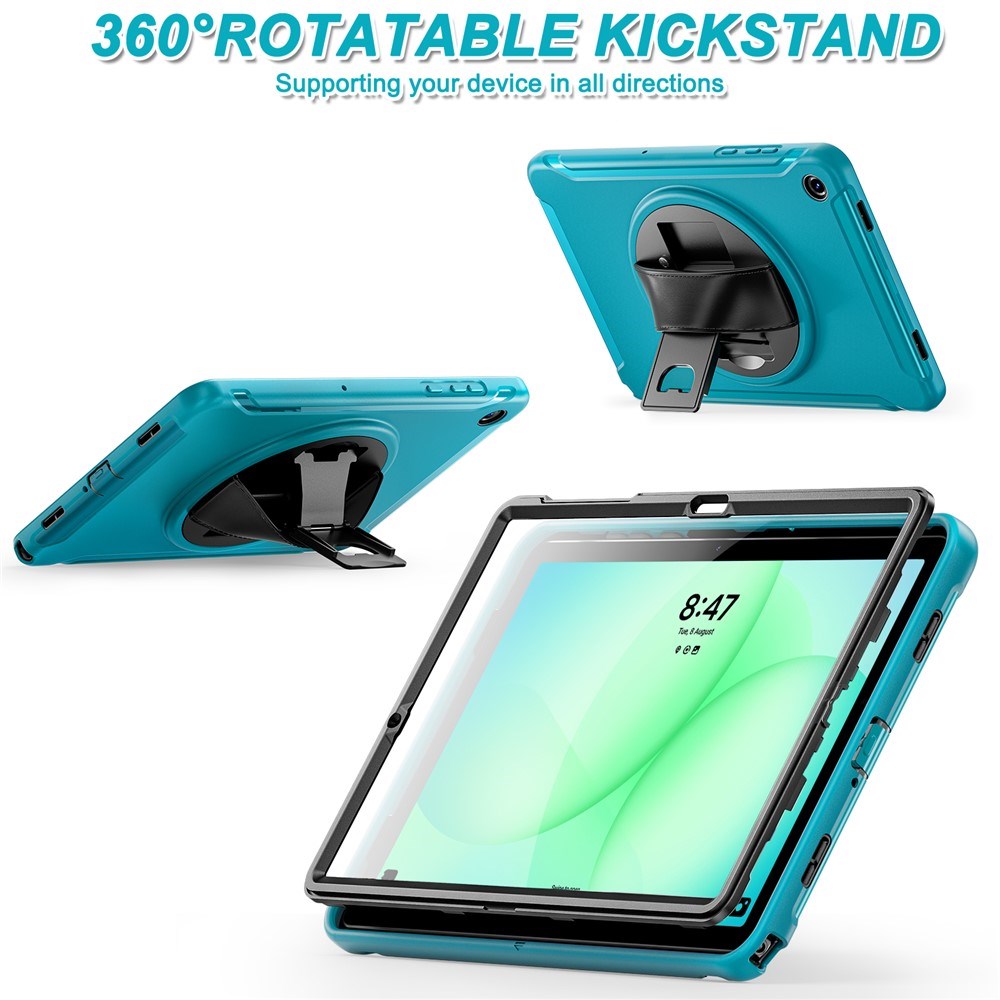 Samsung Galaxy Tab A11+ (Plus) EIDERWOOD Stødabsorberende Cover m. 360 Grader Roterbar Kickstand - Petroleumsblå