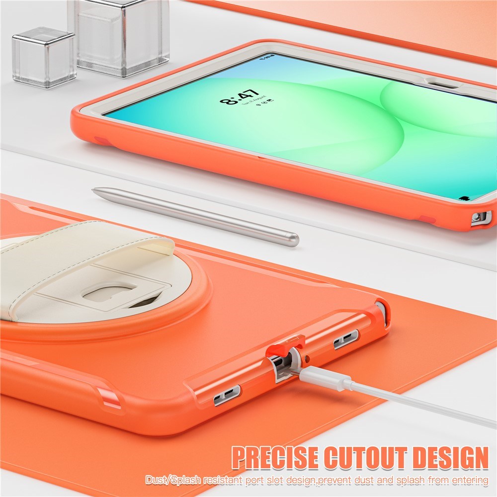 Samsung Galaxy Tab A11+ (Plus) EIDERWOOD Stødabsorberende Cover m. 360 Grader Roterbar Kickstand - Orange