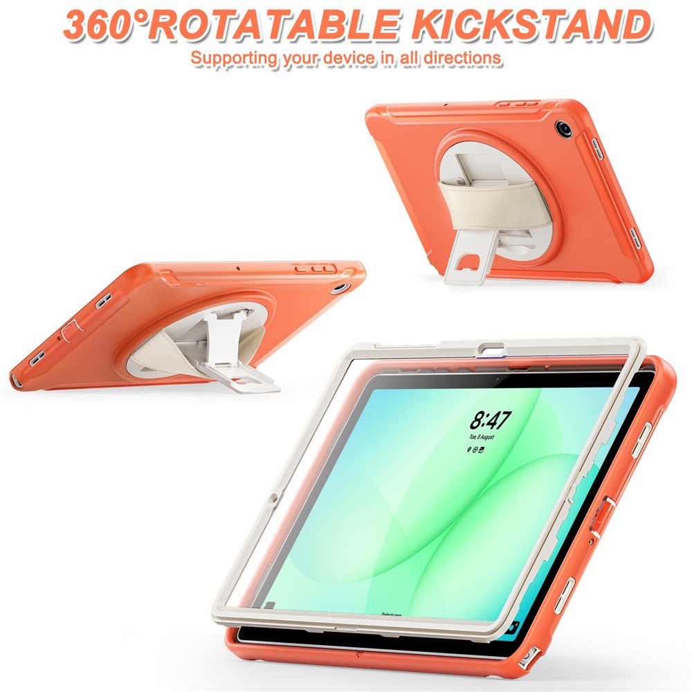 Samsung Galaxy Tab A11+ (Plus) EIDERWOOD Stødabsorberende Cover m. 360 Grader Roterbar Kickstand - Orange