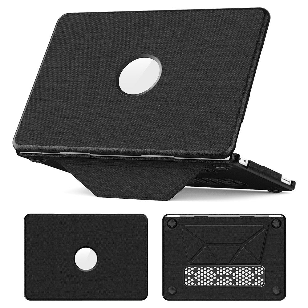 MacBook Neo 13 A18 Pro (2026) EIDERWOOD Cover m. Udskæring til Logo & Ståfunktion - Sort