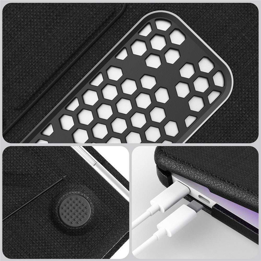 MacBook Neo 13 A18 Pro (2026) EIDERWOOD Cover m. Udskæring til Logo & Ståfunktion - Sort
