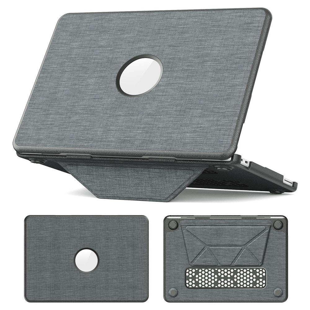 MacBook Neo 13 A18 Pro (2026) EIDERWOOD Cover m. Udskæring til Logo & Ståfunktion - Grå