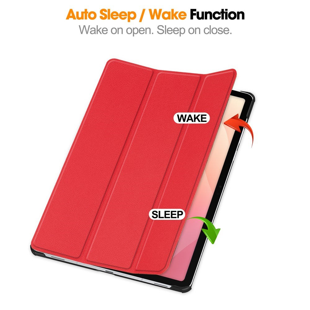Samsung Galaxy Tab S12+ (Plus) EIDERWOOD Kunstlæder Flip Cover m. Ståfunktion - Rød