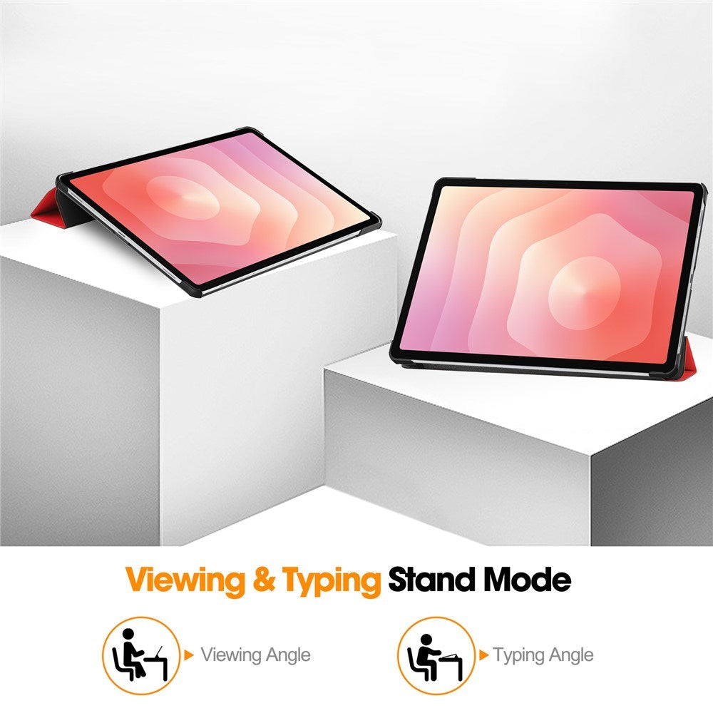 Samsung Galaxy Tab S12+ (Plus) EIDERWOOD Kunstlæder Flip Cover m. Ståfunktion - Rød