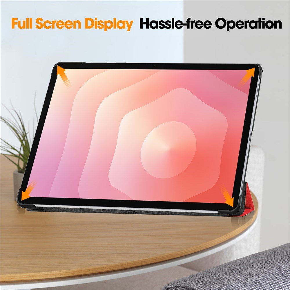 Samsung Galaxy Tab S12+ (Plus) EIDERWOOD Kunstlæder Flip Cover m. Ståfunktion - Rød