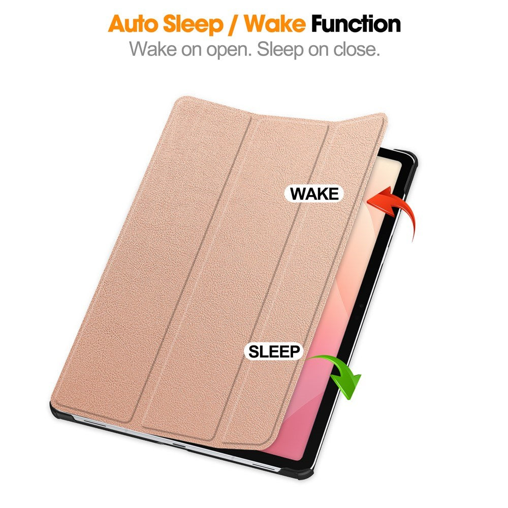 Samsung Galaxy Tab S12+ (Plus) EIDERWOOD Kunstlæder Flip Cover m. Ståfunktion - Rose Gold