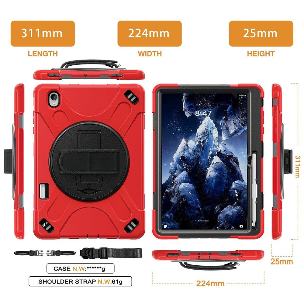 Samsung Galaxy Tab S12+ (Plus) EIDERWOOD Hybrid Håndværker Cover m. Kickstand - Rød