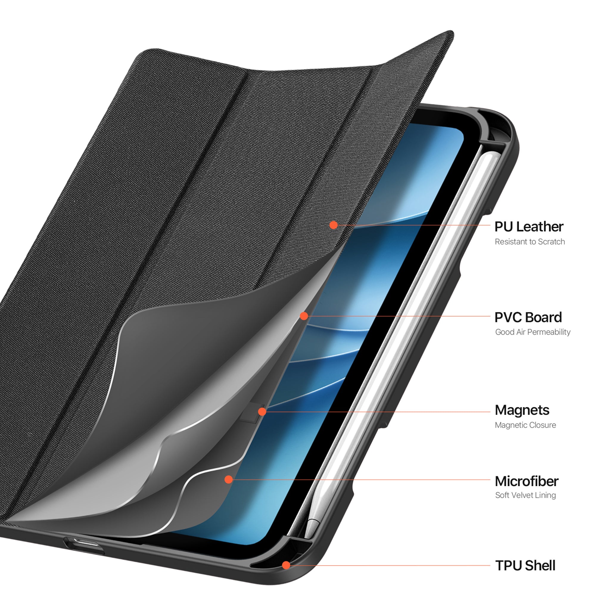 iPad Mini (2026) 8. Gen. DUX DUCIS DOMO Tri-Fold Kunstlæder Flip Cover - Sort