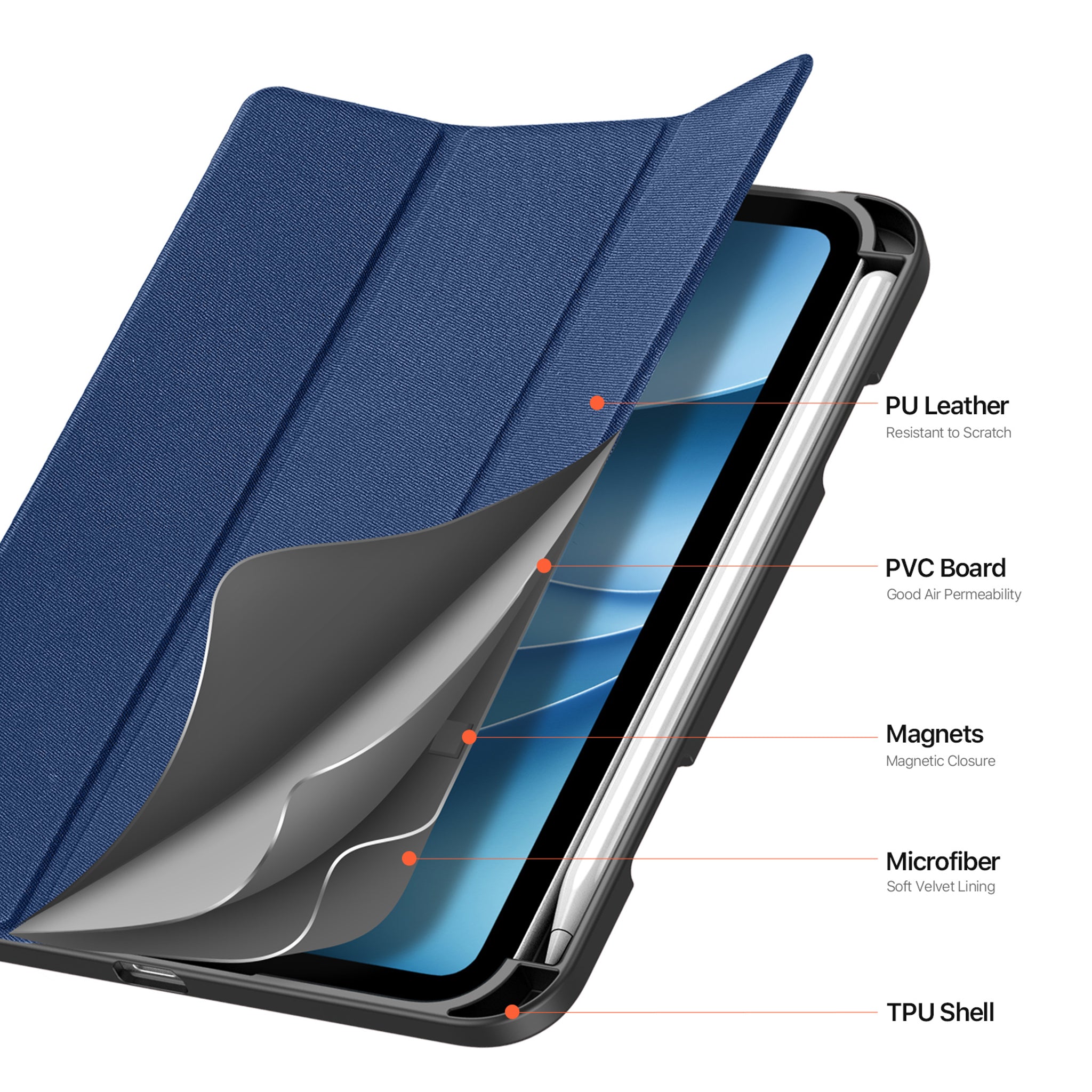 iPad Mini (2026) 8. Gen. DUX DUCIS DOMO Tri-Fold Kunstlæder Flip Cover - Blå
