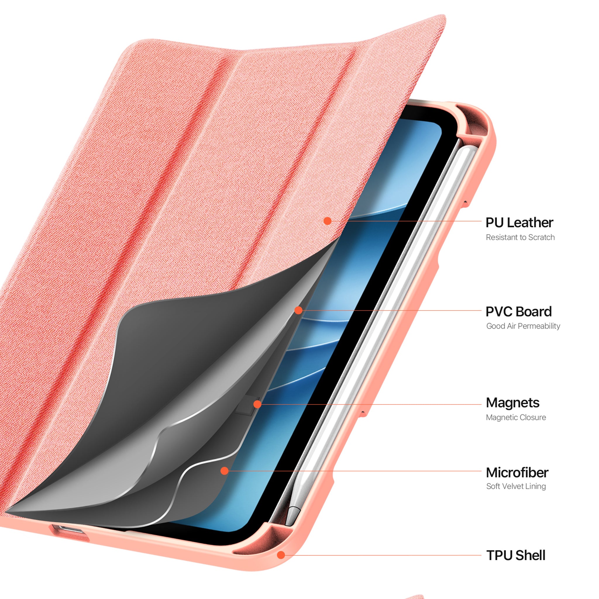 iPad Mini (2026) 8. Gen. DUX DUCIS DOMO Tri-Fold Kunstlæder Flip Cover - Lyserød