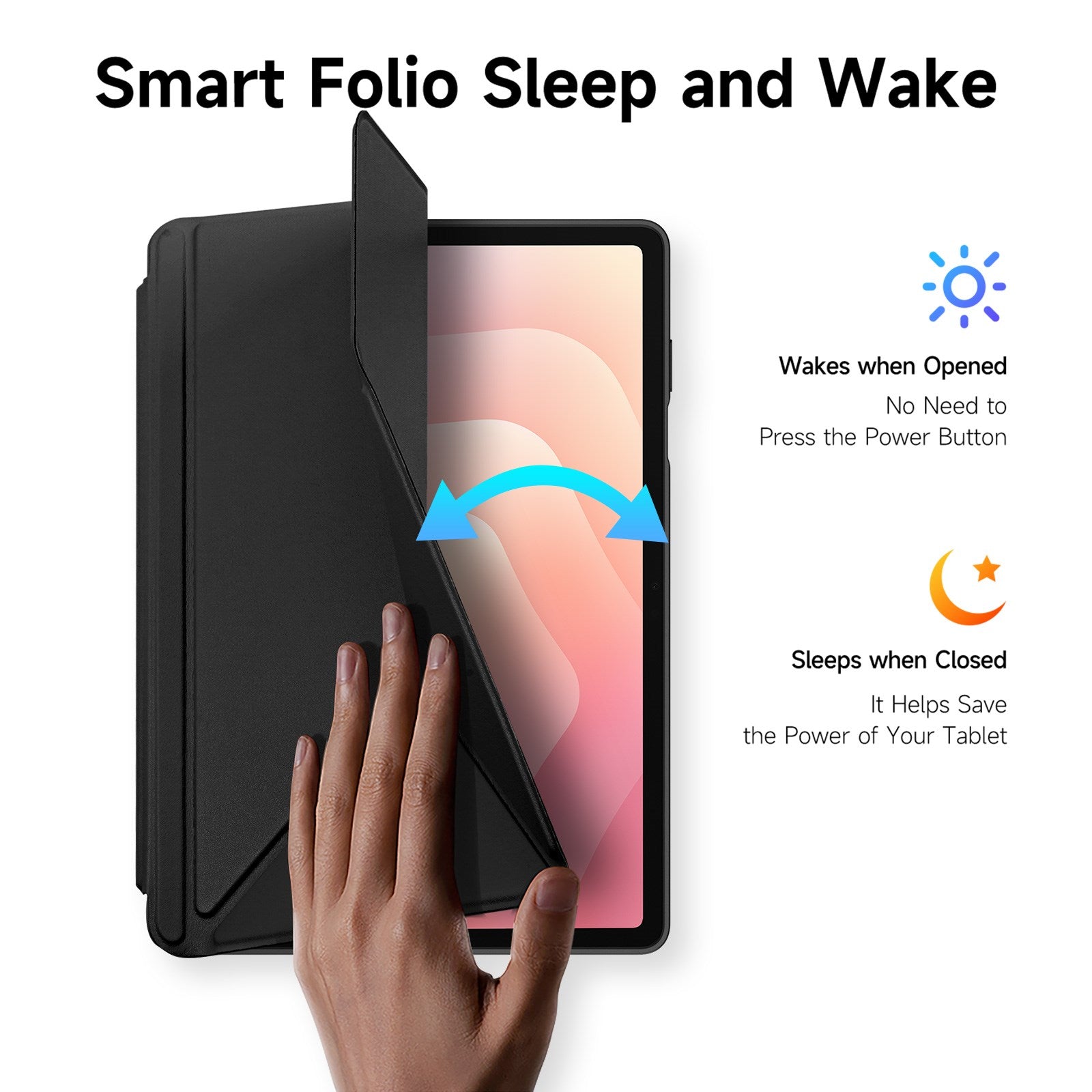 Samsung Galaxy Tab S12+ (Plus) DUX DUCIS Origami Hybrid Kunstlæder Flip Cover - Sort