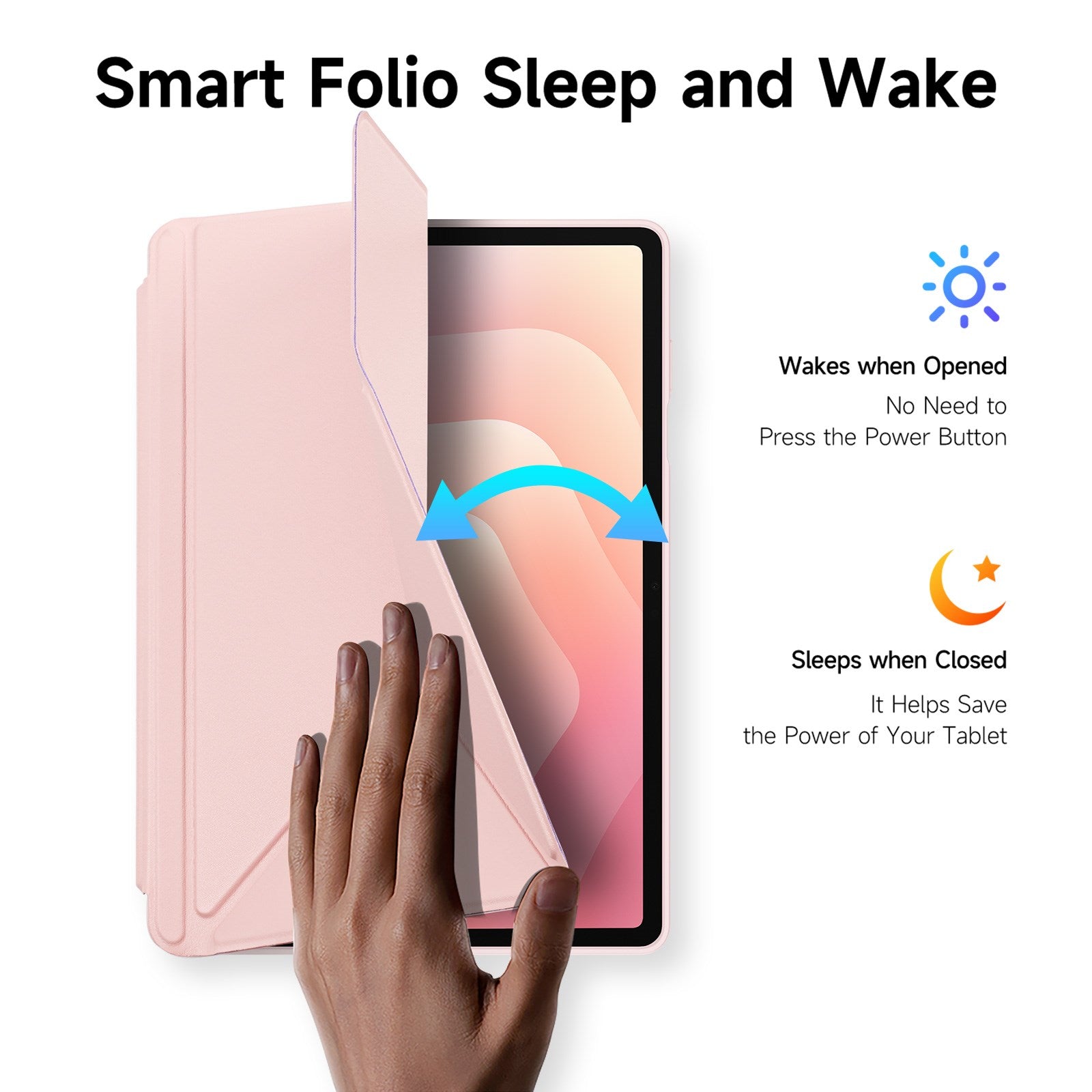 Samsung Galaxy Tab S12+ (Plus) DUX DUCIS Origami Hybrid Kunstlæder Flip Cover - Lyserød
