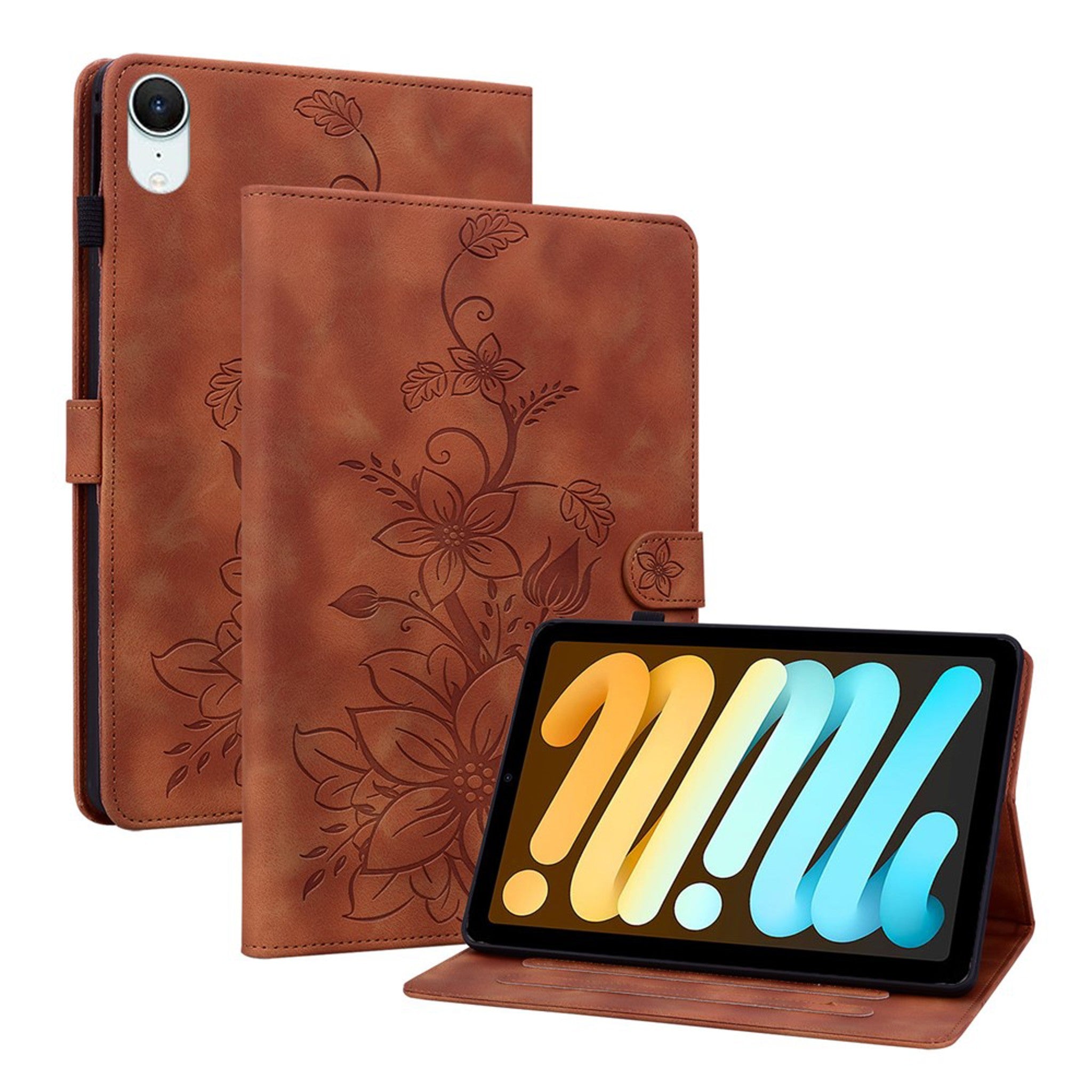 iPad Mini (2026) 8. Gen. EIDERWOOD Blomster Tekstureret Kunstlæder Flip Cover - Brun