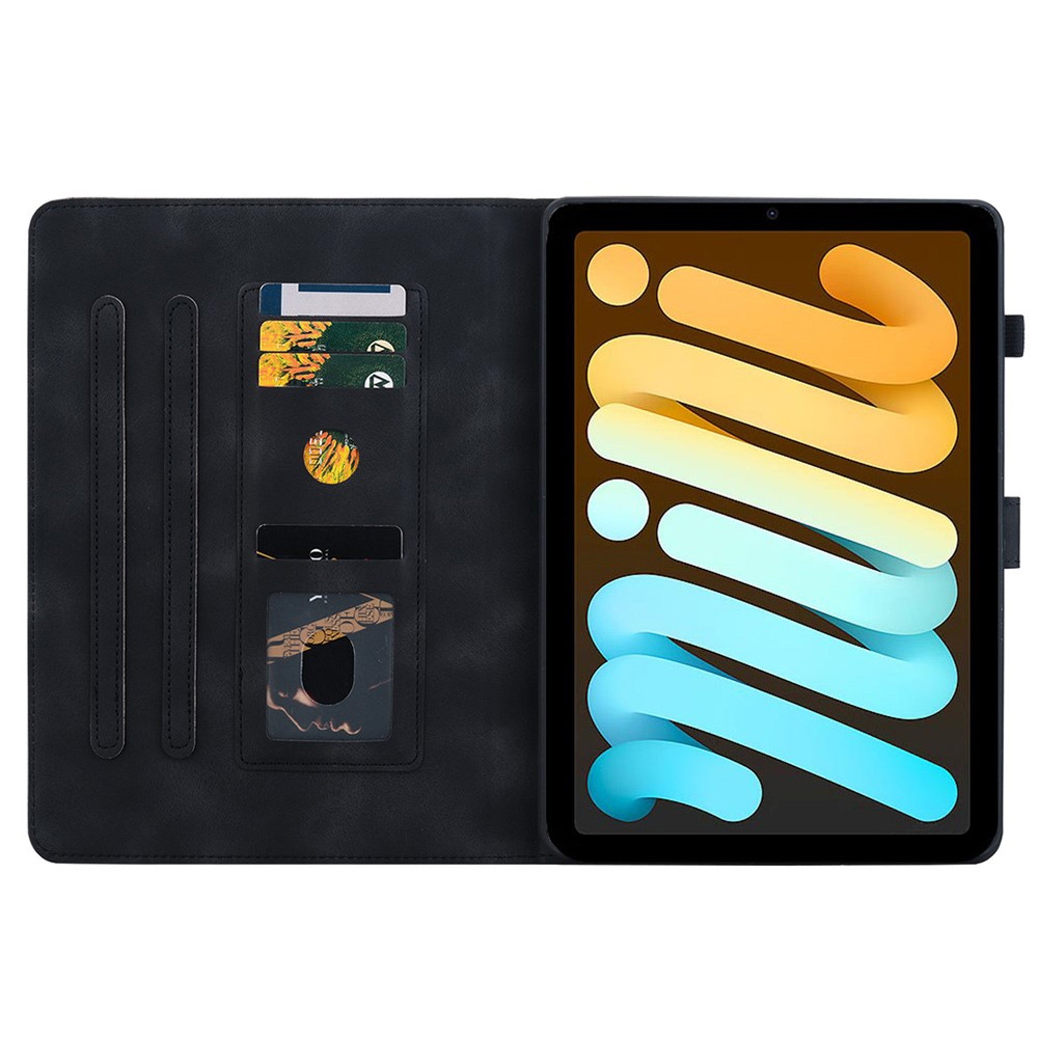 iPad Mini (2026) 8. Gen. EIDERWOOD Blomster Tekstureret Kunstlæder Flip Cover - Sort