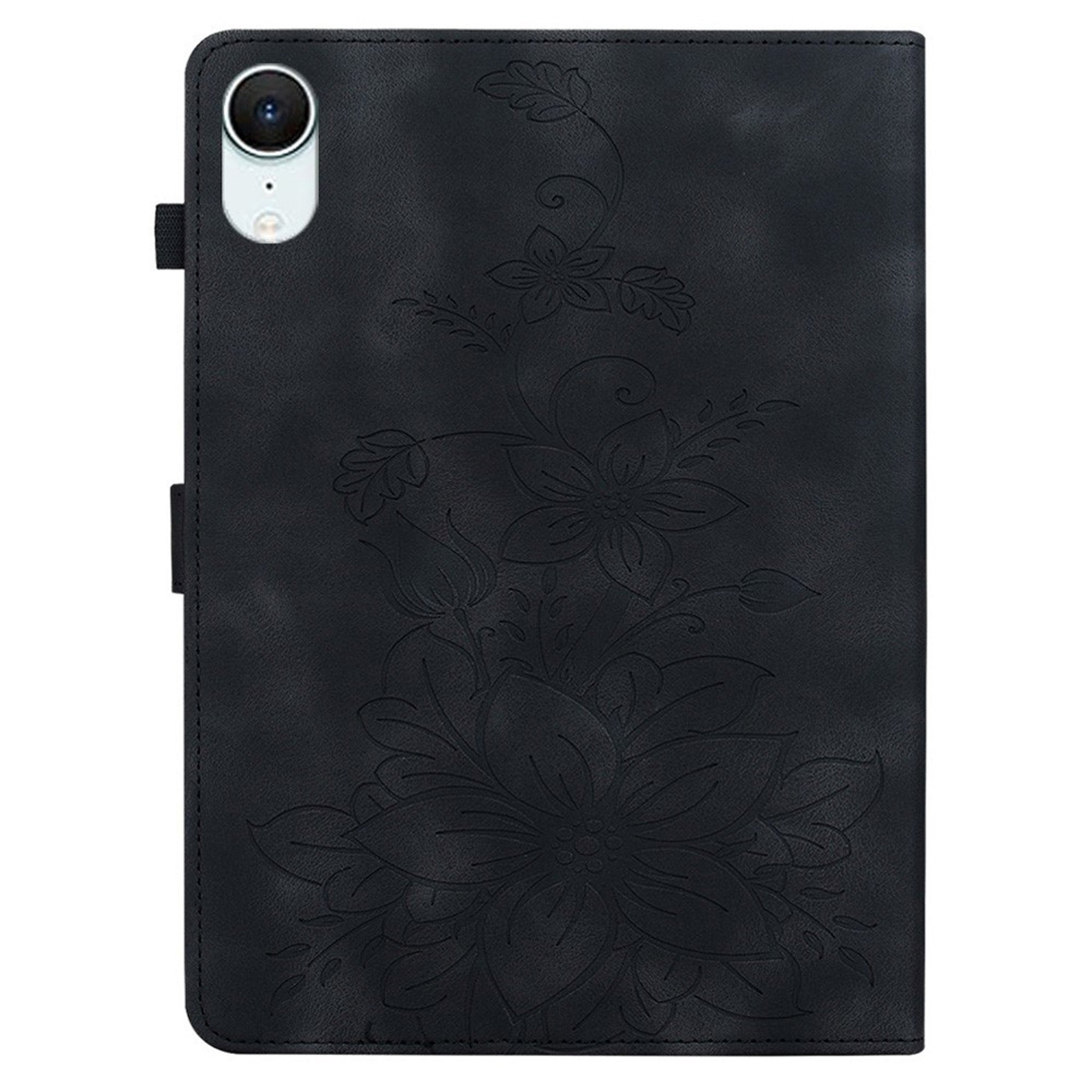 iPad Mini (2026) 8. Gen. EIDERWOOD Blomster Tekstureret Kunstlæder Flip Cover - Sort