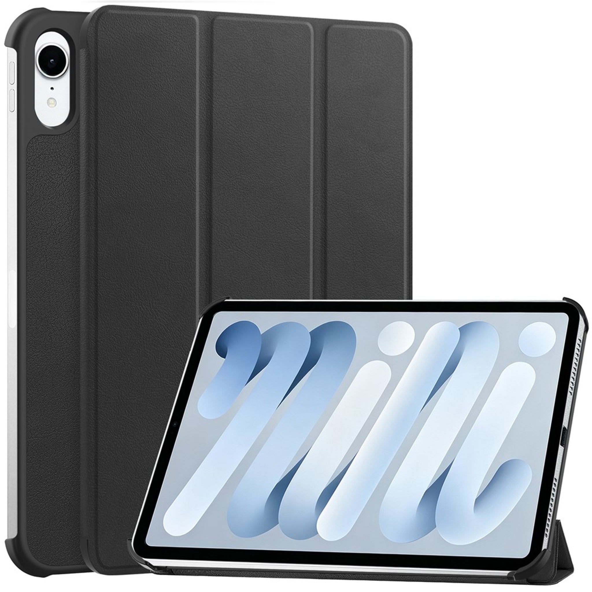 iPad Mini (2026) 8. Gen. EIDERWOOD Kunstlæder Tri-Fold Flip Cover m. Ståfunktion - Sort