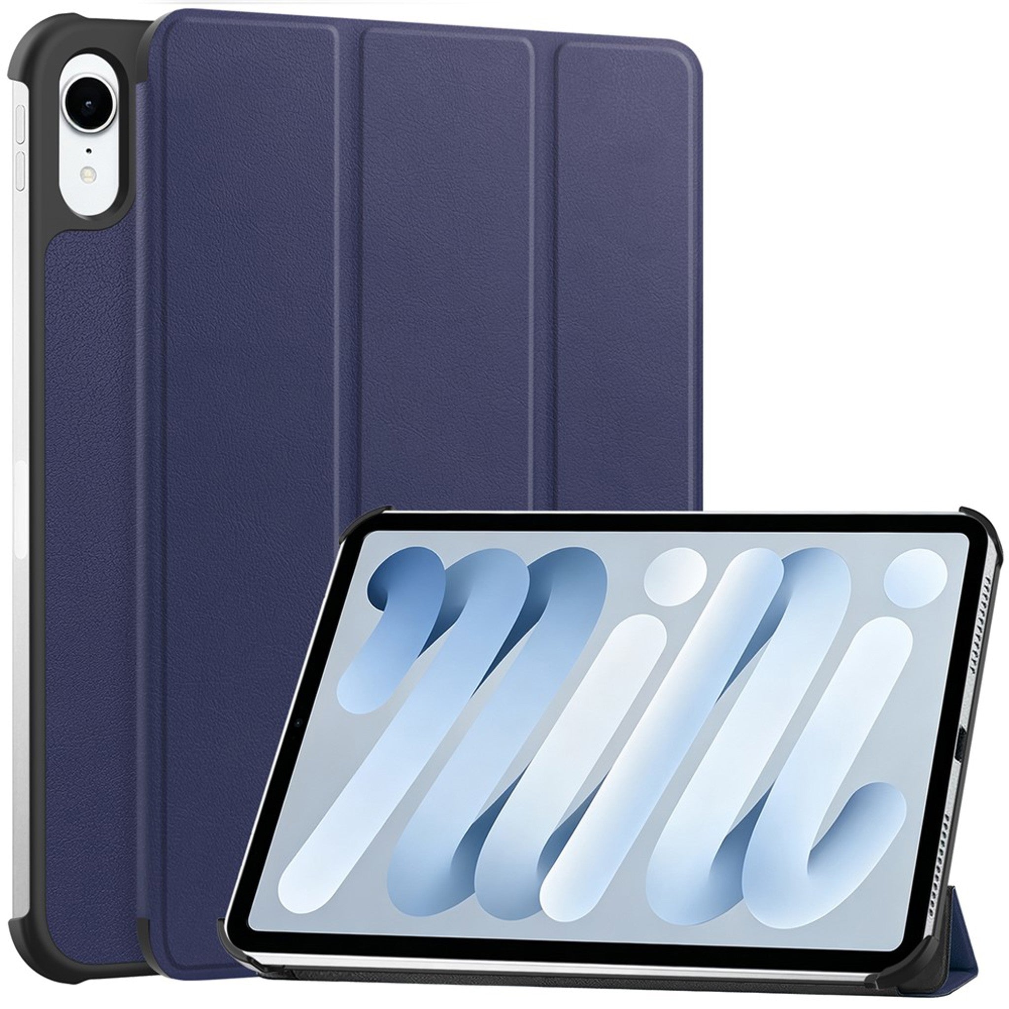 iPad Mini (2026) 8. Gen. EIDERWOOD Kunstlæder Tri-Fold Flip Cover m. Ståfunktion - Blå