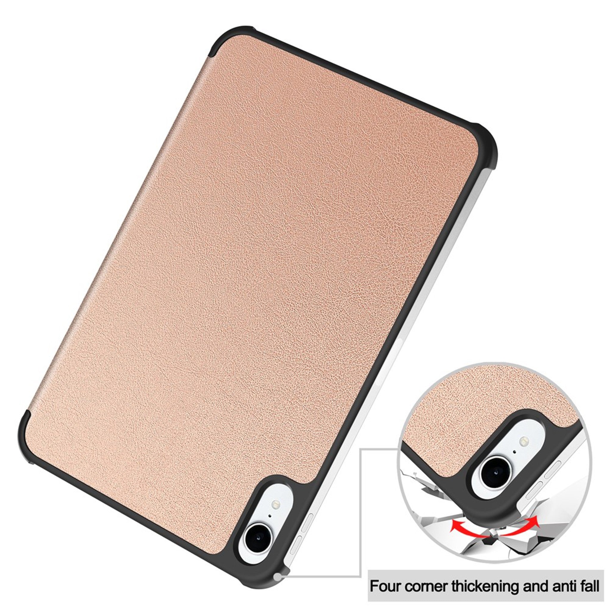 iPad Mini (2026) 8. Gen. EIDERWOOD Kunstlæder Tri-Fold Flip Cover m. Ståfunktion - Rose Gold