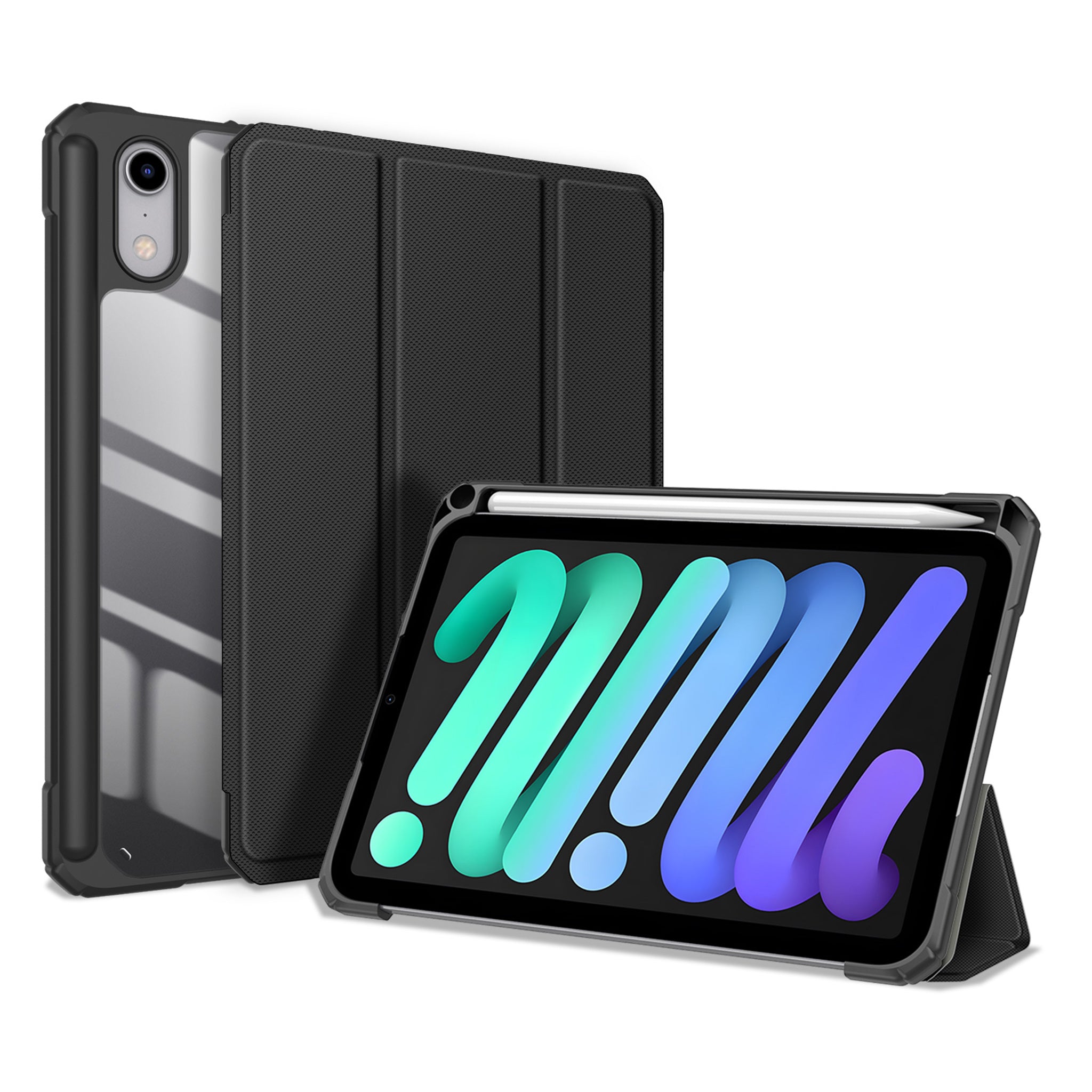 iPad Mini (2026) 8. Gen. DUX DUCIS TOBY Tri-Fold Kunstlæder Flip Cover m. Ståfunktion - Sort