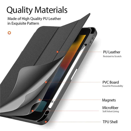 iPad 11" (2025) / iPad 10.9" (2024/2022) Cover - DUX DUCIS DOMO Series Tri-Fold Læder Cover - Sort