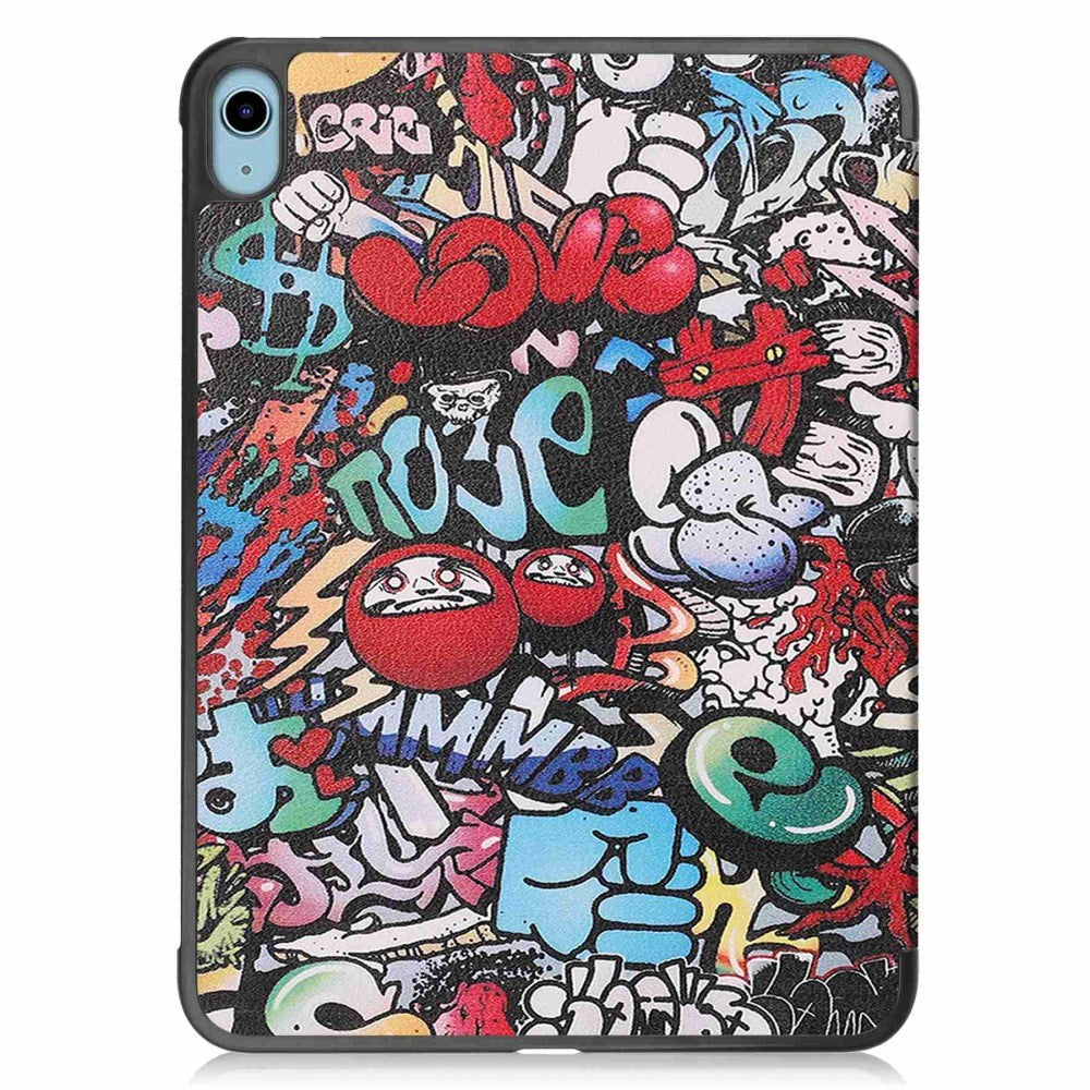 iPad 11" (2025) / iPad 10.9" (2024/2022) Læder Cover m. Tri-fold Stand - Graffiti