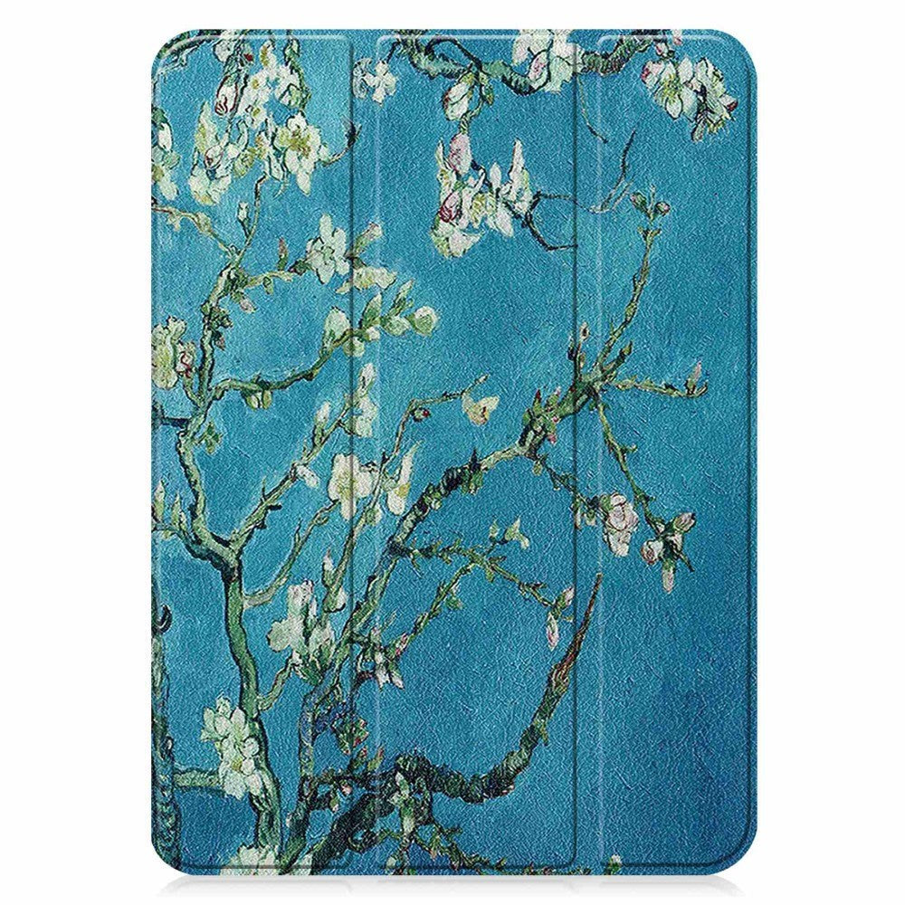 iPad 11" (2025) / iPad 10.9" (2024/2022) Læder Cover m. Tri-fold Stand - Hvide Blomster