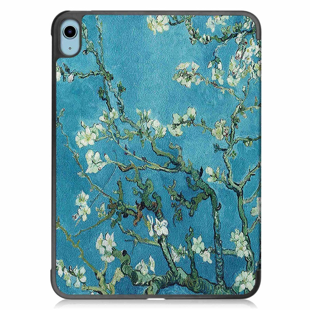 iPad 11" (2025) / iPad 10.9" (2024/2022) Læder Cover m. Tri-fold Stand - Hvide Blomster