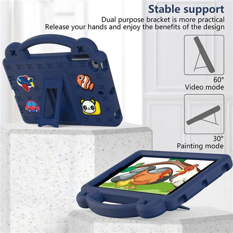 EIDERWOOD - iPad Mini (2019/2015/2014/2013/2012) Børne Cover m. Kickstand & Håndholder - Mørkeblå