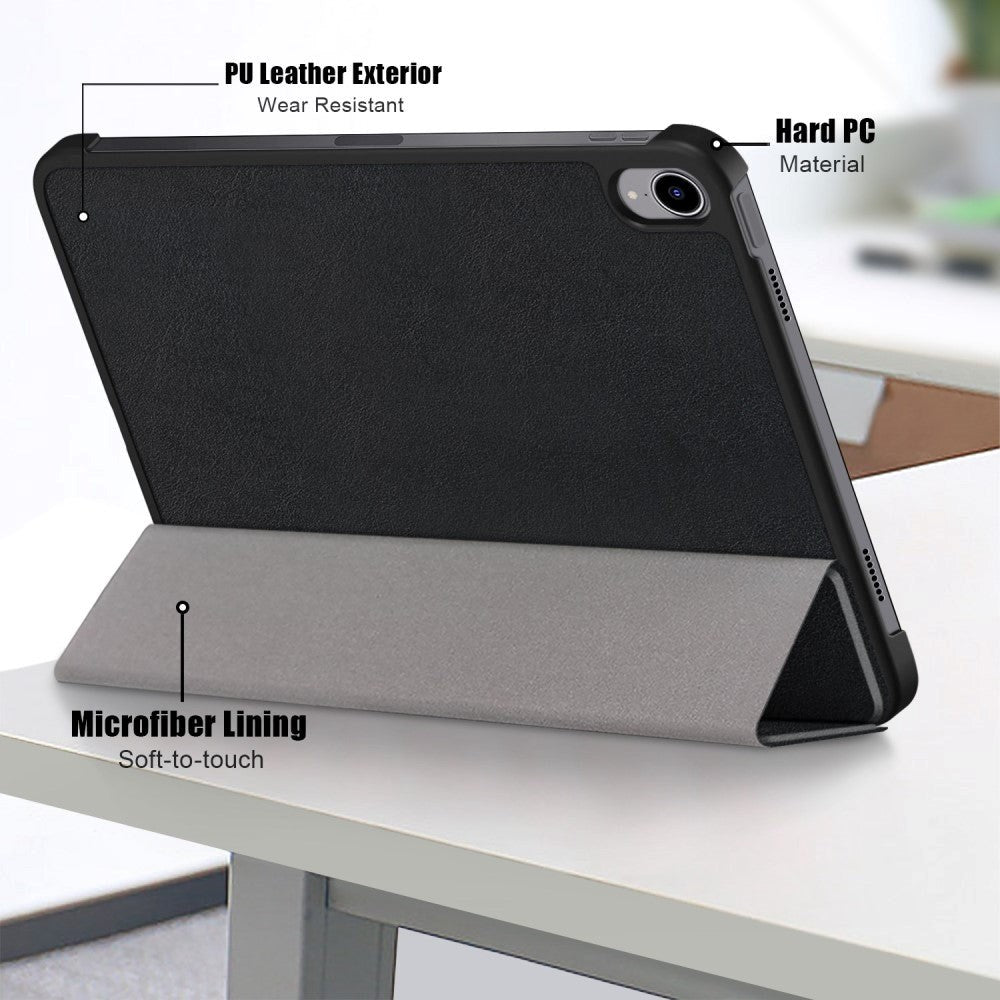 iPad 11" (2025) / iPad 10.9" (2024/2022) Tri-Fold Læder Cover m. Kickstand - Sort
