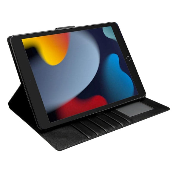 iPad 10.2" (2021 / 2020 / 2019) / Air (2019) / Pro 10.5" Læder Cover m. Kortholder & Ståfunktion - Sort