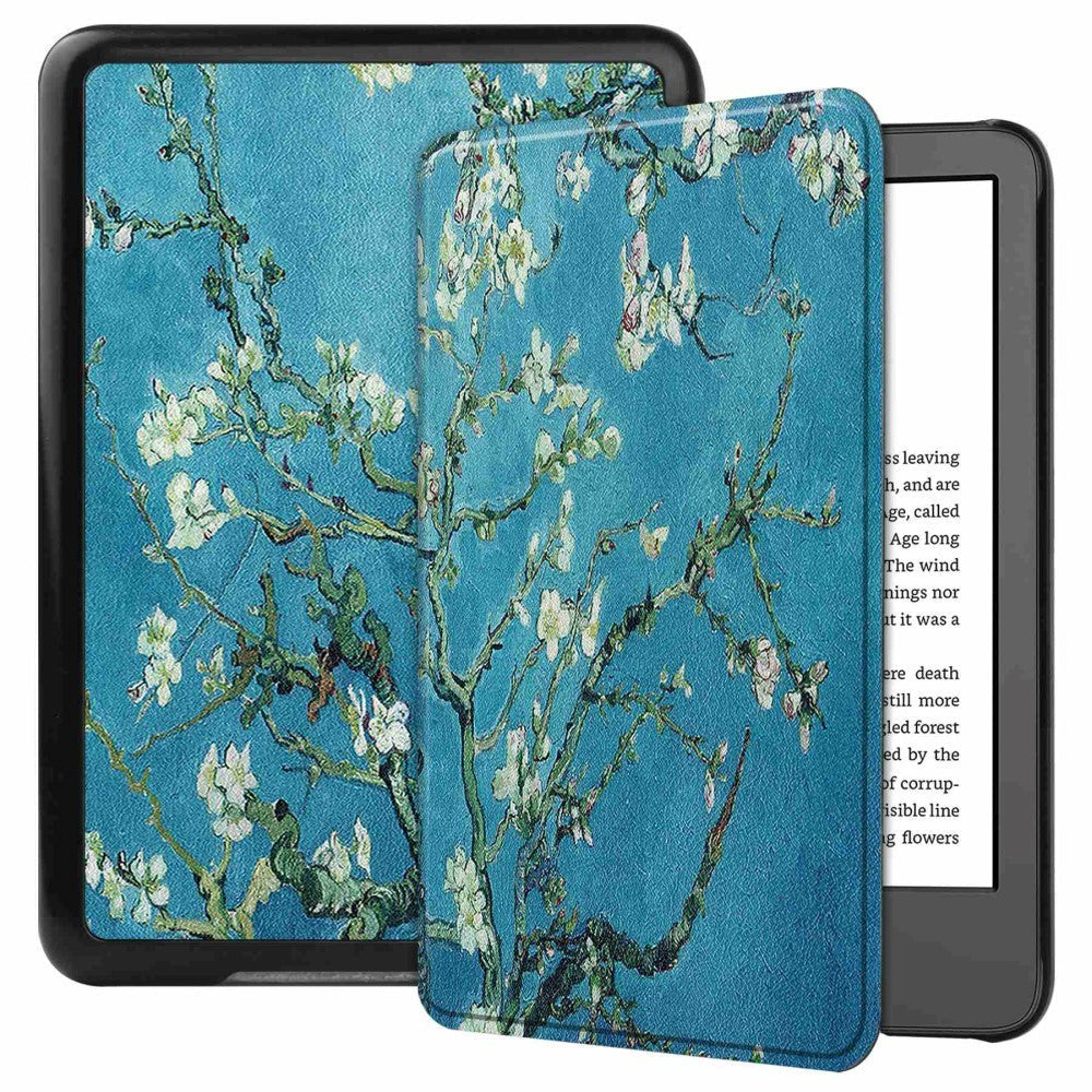 Amazon Kindle 11th Generation (2022) Kunstlæder Cover m. Vågeblus Funktion - Blomstergrene