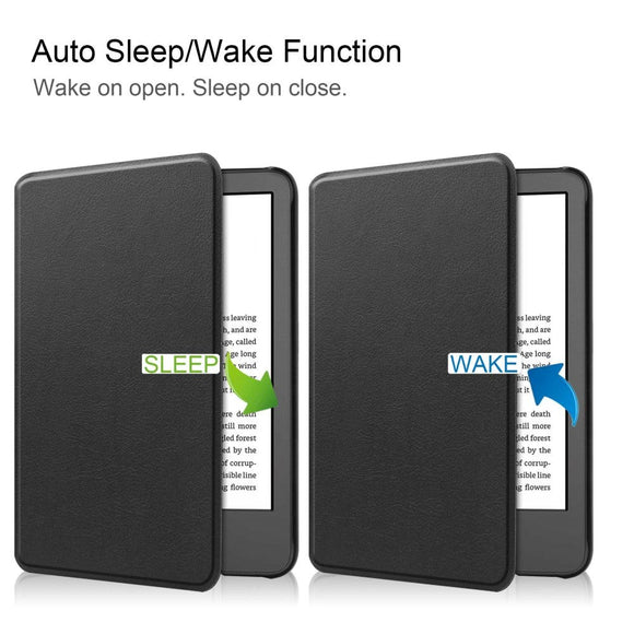 Amazon Kindle 11th Generation (2022) Læder Flip Cover - Sort