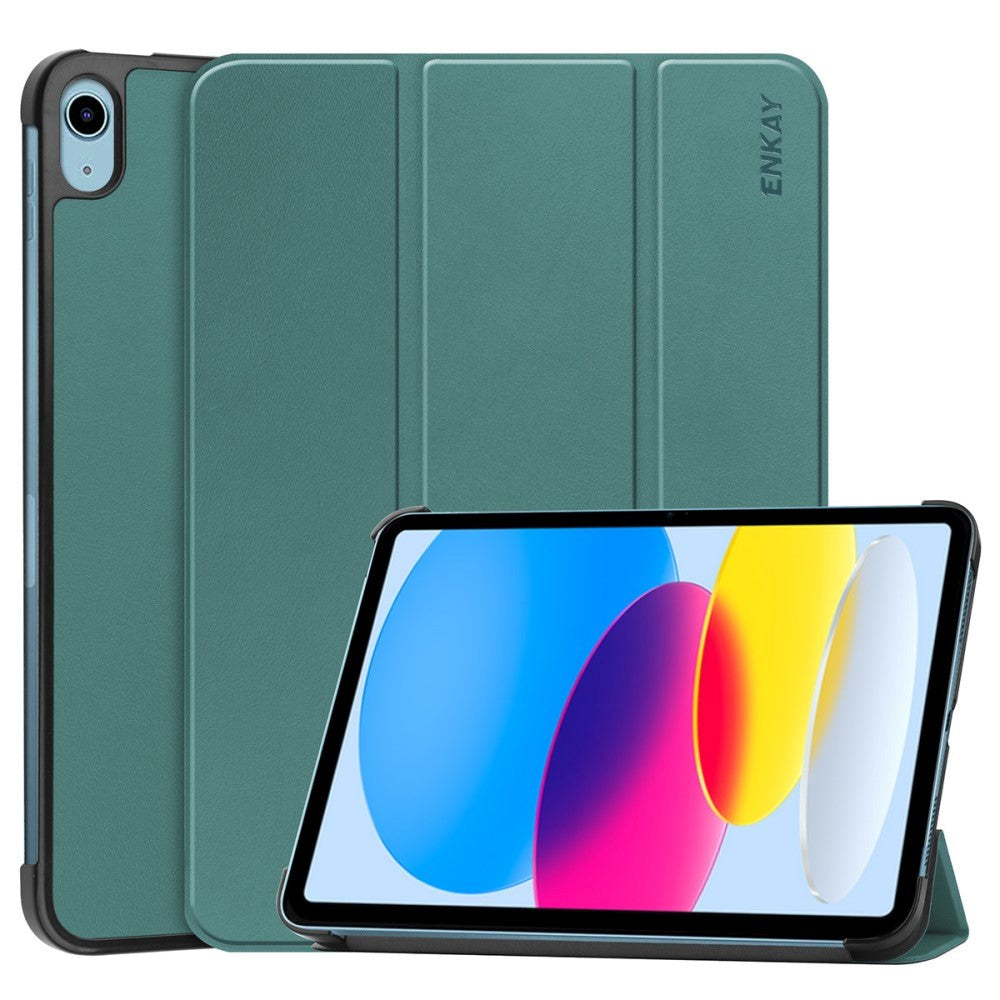 iPad 11" (2025) / iPad 10.9" (2024/2022) ENKAY Tri-Fold Læder Cover - Grøn