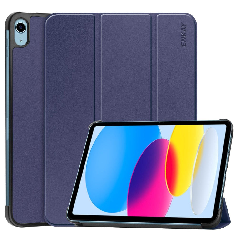 iPad 11" (2025) / iPad 10.9" (2024/2022) ENKAY Tri-Fold Læder Cover - Blå
