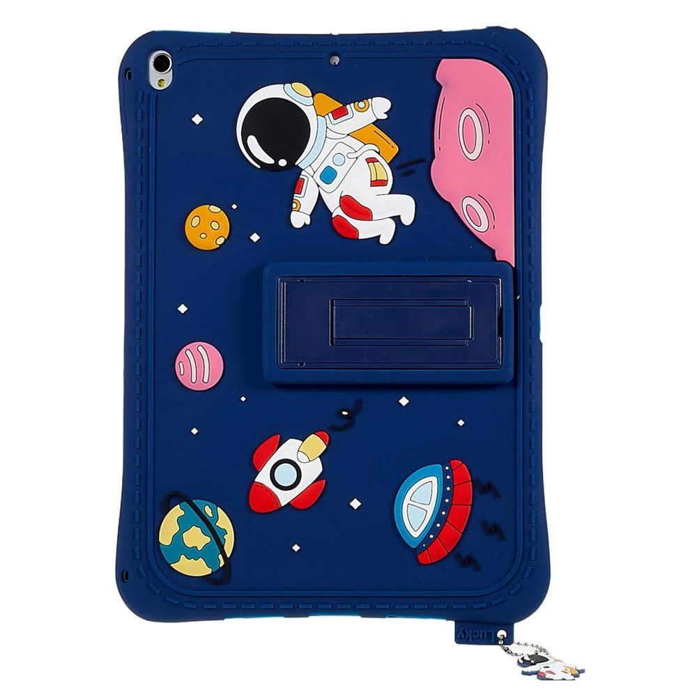 iPad 10.2" (2021 / 2020 / 2019) / iPad Pro 10.5 / iPad Air (2019) Børne Cover m. Stander & Cartoon - Mørkeblå