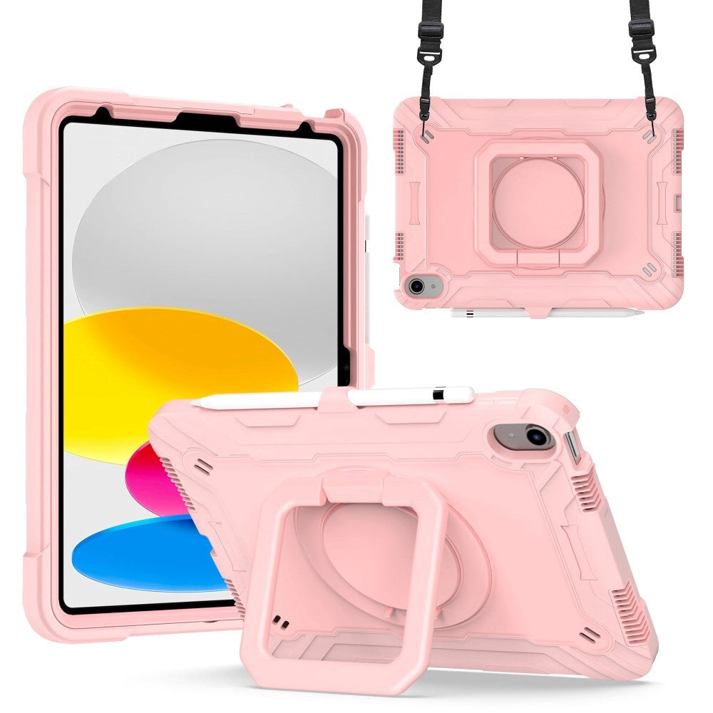 iPad 11" (2025) / iPad 10.9" (2024/2022) Silikone Cover m. 360 Graders Fod & Bærestrop - Rose Gold