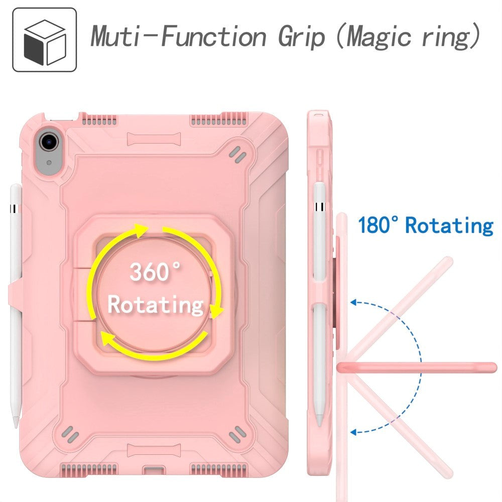 iPad 11" (2025) / iPad 10.9" (2024/2022) Silikone Cover m. 360 Graders Fod & Bærestrop - Rose Gold