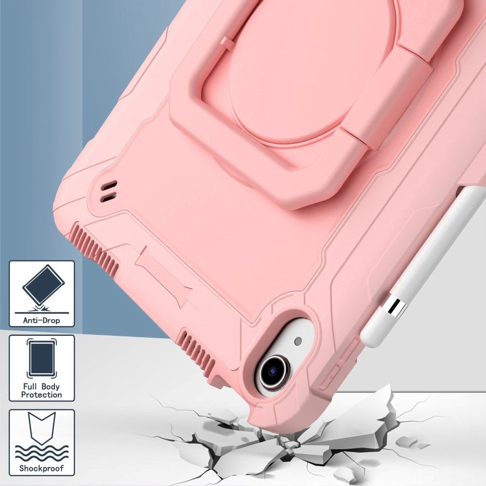 iPad 11" (2025) / iPad 10.9" (2024/2022) Silikone Cover m. 360 Graders Fod & Bærestrop - Rose Gold