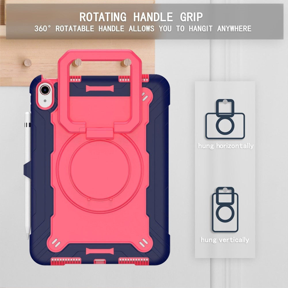 iPad 11" (2025) / iPad 10.9" (2024/2022) Silikone Cover m. 360 Graders Fod & Bærestrop - Pink / Blå
