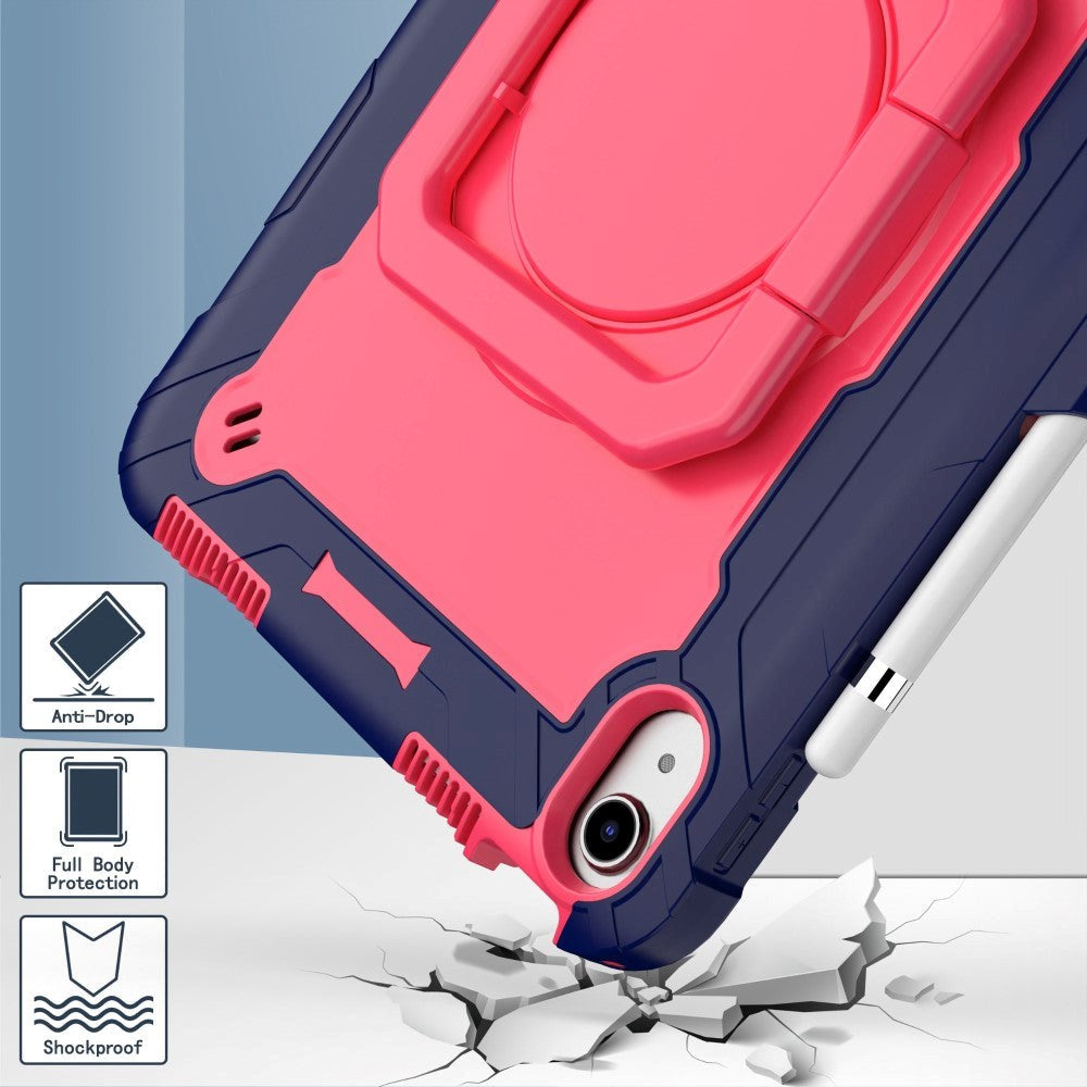 iPad 11" (2025) / iPad 10.9" (2024/2022) Silikone Cover m. 360 Graders Fod & Bærestrop - Pink / Blå
